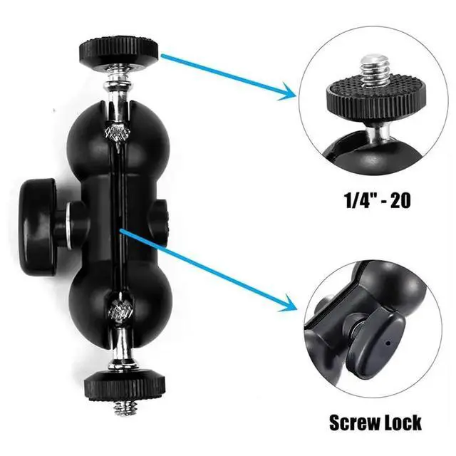 Alt view image 3 of 3 - Adjustable Camera Clamp Mount With Double Ballhead