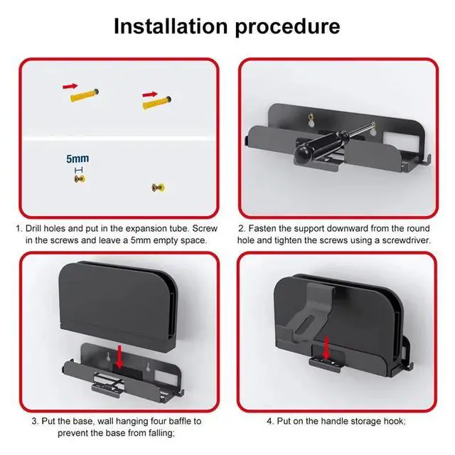 Alt view image 2 of 3 - Wall Mounted Storage Rack For Nintendo Switch 2 Metal Host TV Box Wall Mount Holder Stand With Joy-Con Hook Support-AAAE