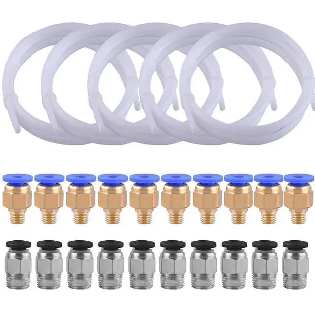 Alt view image 2 of 3 - 5 Pieces Ptfe Tubing (1.5M) with 10 Pieces Pc4-M6 Fittings and 10 Pieces Pc4-M10 Fitting Connector for 3D Printer 1.75mm