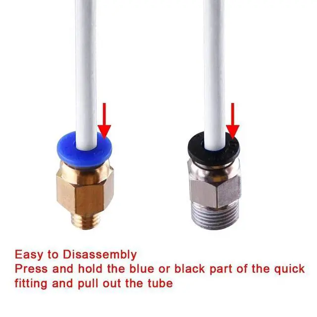 Alt view image 3 of 3 - 5 Pieces Ptfe Tubing (1.5M) with 10 Pieces Pc4-M6 Fittings and 10 Pieces Pc4-M10 Fitting Connector for 3D Printer 1.75mm