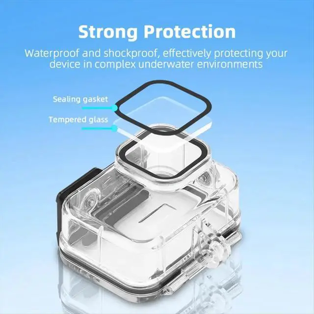 Alt view image 3 of 3 - 60M Waterproof Case for 12 11 10 9 Underwater Diving Housing Cover Action Camera Accessories,A