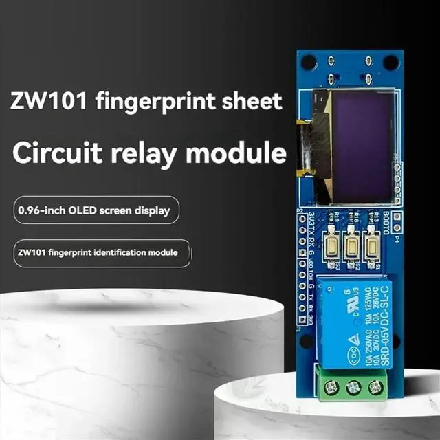 Main image of ZW101 Fingerprint Single-Channel Relay Module Capacitive Semiconductor OLED Display STM32 Support Secondary Development