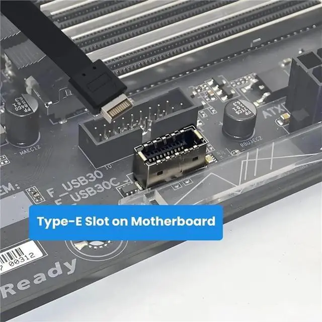 Alt view image 2 of 3 - USB 3.2 20Pin Type-E IDC Front Panel Header Extension Cable with PCIE Bracket 20Gbps Type E Male to USB C Female Cable