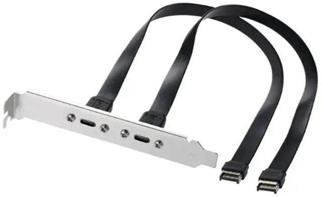 Alt view image 3 of 3 - USB 3.2 20Pin Type-E IDC Front Panel Header Extension Cable with PCIE Bracket 20Gbps Type E Male to USB C Female Cable