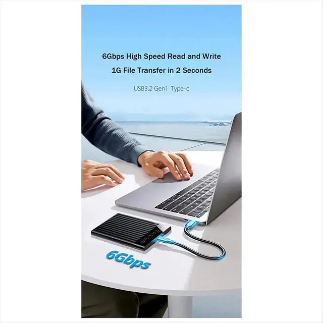 Alt view image 2 of 3 - Type-C Hard Drive Chassis Intelligent Digital Display 2.5 Inch Laptop External SATA Serial Port U25T