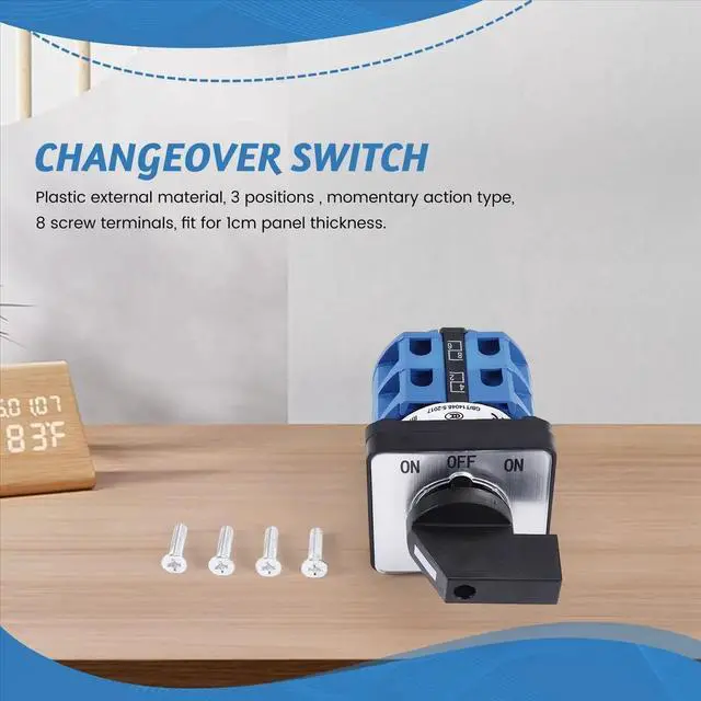 Main image of AC660V 25A 2-Pole 3-Position Momentary Plastic Rotary Changeover Switch Blue+Black