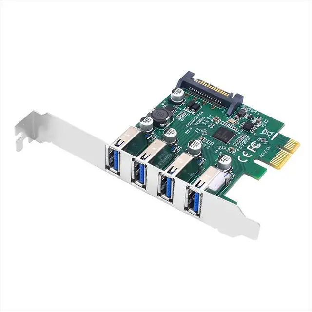 Alt view image 2 of 3 - PCIE 1X to USB3.2 Expansion Card PCI-E 4 Ports USB3.2 Adapter Multiplier PCI-E 1X 4X 16X Controller Add One Cards 5Gbps