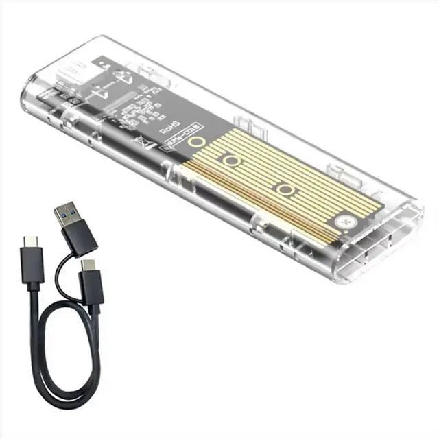 Alt view image 2 of 3 - M.2 NVMe SSD Enclosure USB 3.2 Gen 2 10 Gbps Transparent External Drive Case for PC Laptop