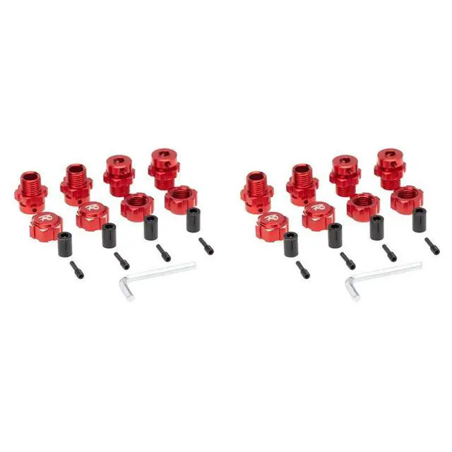 Alt view image 2 of 3 - 8Pcs 17Mm Hex Nuts Adapter Splined Wheel Hubs Extension Combiner For 1/10 Traxxas E-REVO SUMMIT RC Car Parts,Red