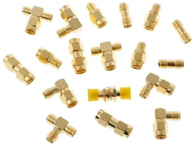 Alt view image 2 of 3 - 18 Pcs/Set Connector Kits Male Female SMA Plug Antenna Converter Coaxial Adapter X3UF Dust Cap Adapter