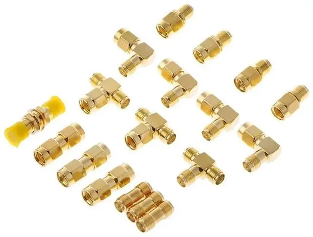 Alt view image 3 of 3 - 18 Pcs/Set Connector Kits Male Female SMA Plug Antenna Converter Coaxial Adapter X3UF Dust Cap Adapter