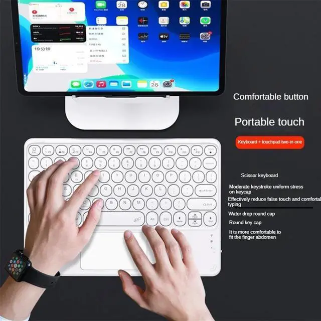 Alt view image 3 of 5 - Bluetooth Keyboard Mini 78 Keys Gaming Office Rechargeable Keyboard Touchpad for Pad PC Tablet Black