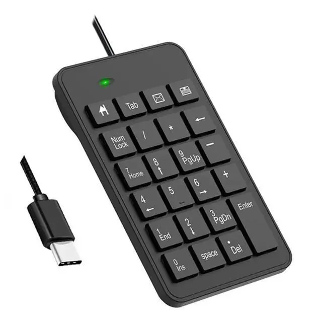 Alt view image 3 of 3 - 23 Keys Mini Numeric Type-C Wired Keyboard Mini Digital Numpad for Laptop Notebook Tablets Universal