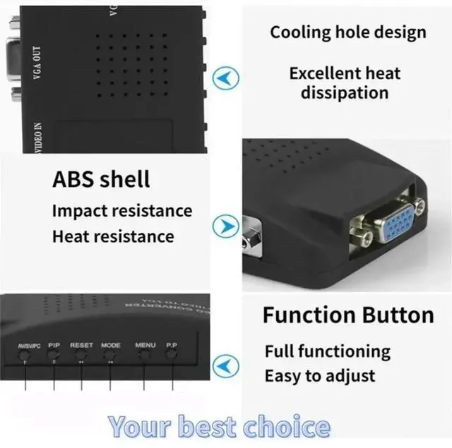 Main image of BNC S-Video VGA to VGA Video Converter 1080P BNC to VGA Output Adapter Digital Switch Box for TV Camera DVD DVR EU Plug