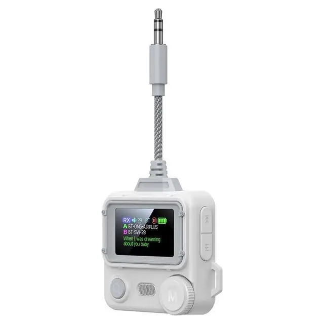 Alt view image 3 of 3 - Bluetooth 6.0 Audio Receiver Transmitter Color LCD Display 3.5mm AUX HIFI Music Airplane with Mic