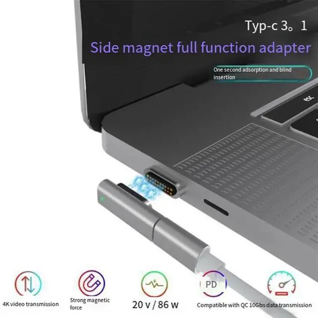 Alt view image 2 of 3 - 100W 20 PIN MAGNETIC USB C PD Charging Cable Fast Charging 10 Gbps 4K Video @ 60Hz for Pro/Air