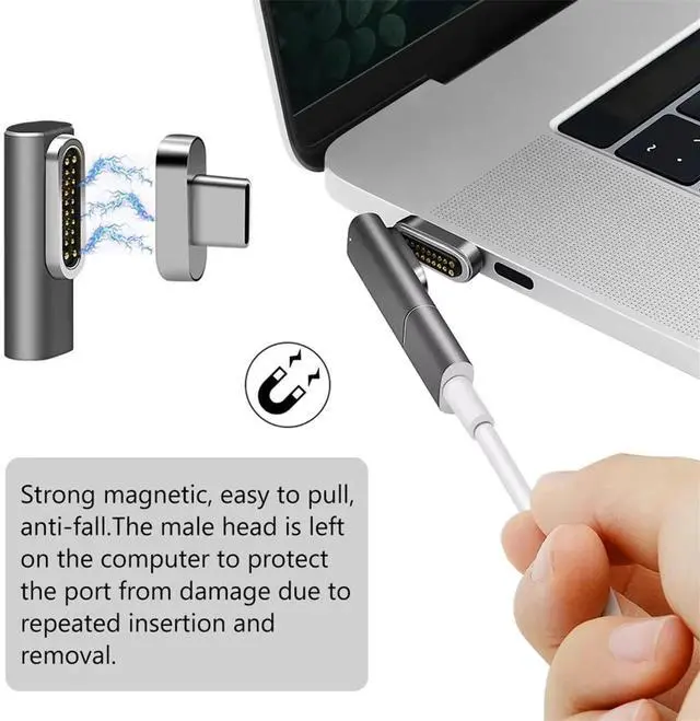 Alt view image 3 of 3 - 100W 20 PIN MAGNETIC USB C PD Charging Cable Fast Charging 10 Gbps 4K Video @ 60Hz for Pro/Air