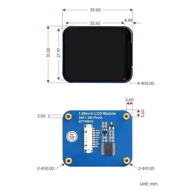 Alt view image 3 of 3 - For 1.69 Inch IPS Display Color LCD 240 X 280 Resolution SPI Interface 262K Color Screen for STM32