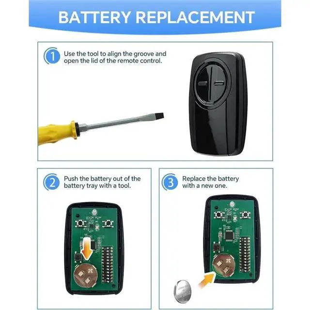 Alt view image 3 of 6 - For 380UT For Lift Master Craftsman Genie Chamberlain Klik5u-Bk2 Klik3u-Bk Garage Door Opener Remote Clicker, Dip Switch