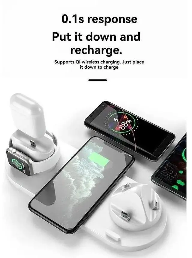 Alt view image 3 of 6 - 6-In-1 Charging Station For Devices Fast Dock
