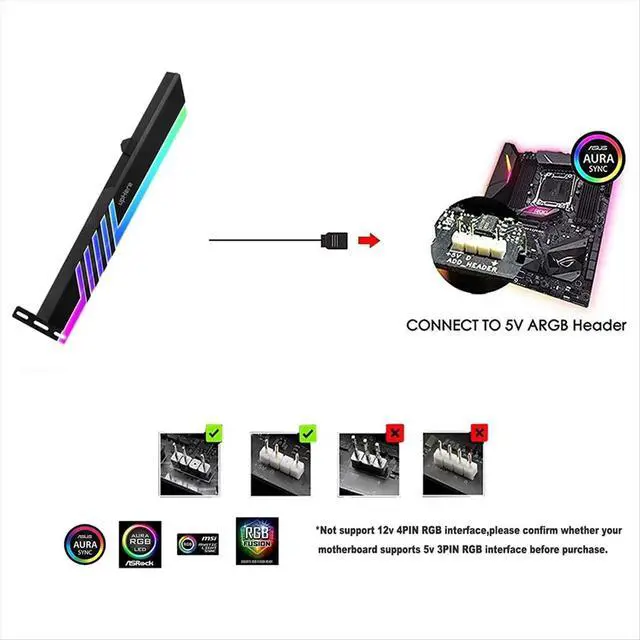 Alt view image 3 of 3 - Addressable RGB Graphics Card GPU Brace Support Holder,Support Video Card Sag Holder RGB Graphics Card Bracket
