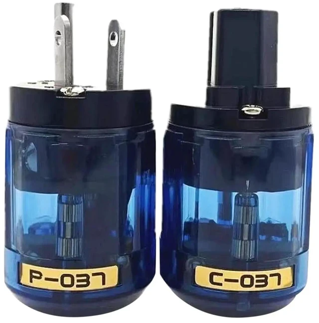 Alt view image 2 of 3 - 2Pcs Hifi C-037 P-037 US Power Plug Plated IEC Audio Connector Female-Male MATIHUR Audio Transparent Hifi