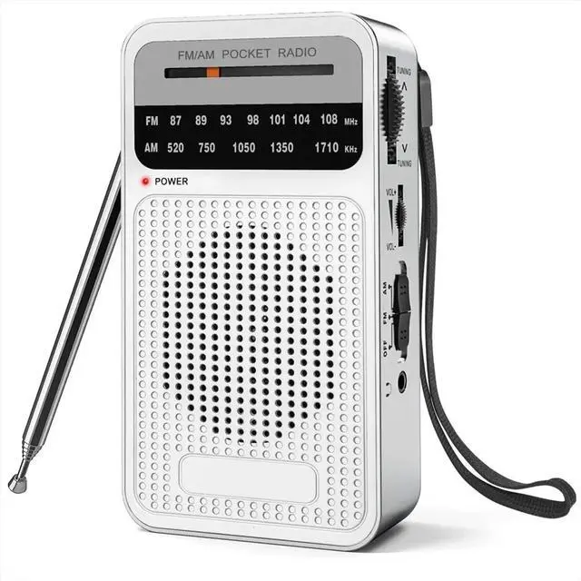 Alt view image 2 of 6 - AM FM Pocket Radio, Transistor Radio with Loudspeaker, Headphone Jack, Radio for Indoor, Outdoor Use Silver