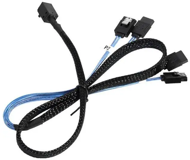 Main image of 1m Internal Mini SAS HD Cable SFF 8643 to 4xSATA 7Pin Cable - Mini SAS Cables with Sideband Compatible with 12Gbps