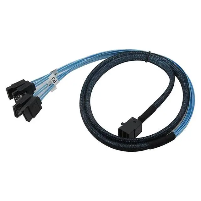 Alt view image 2 of 3 - 1m Internal Mini SAS HD Cable SFF 8643 to 4xSATA 7Pin Cable - Mini SAS Cables with Sideband Compatible with 12Gbps