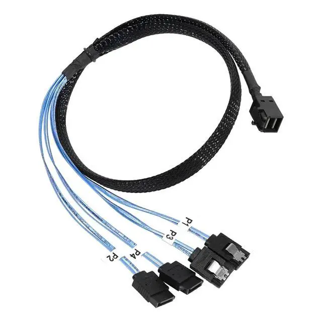 Alt view image 3 of 3 - 1m Internal Mini SAS HD Cable SFF 8643 to 4xSATA 7Pin Cable - Mini SAS Cables with Sideband Compatible with 12Gbps