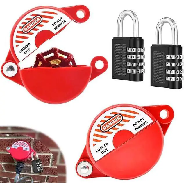 Alt view image 3 of 3 - 2Pack Gate Valve Lockout Device With Coded Lock For 1 To 2-1/2In Gate Valve Handles Gate Valve Lockout Water Spigot Lock-AAAE