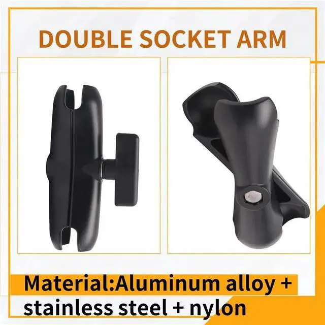 Alt view image 3 of 6 - Length Aluminium Alloy Double Socket For RAM With 1.5 Inch Ball Base Mount Motorcycle Camera Extension