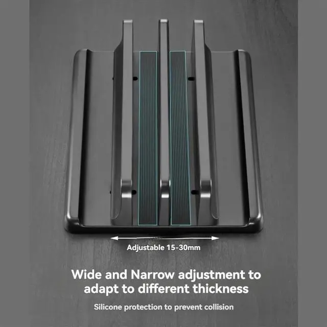 Main image of Adjustable Vertical Laptop Stand Holder Vertical Bracket Mount - Space Saving Organizer White