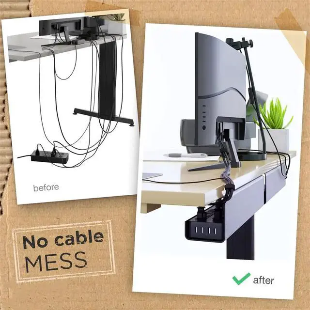 Main image of Under Table Cable Organizer Punch-Free Wire Organizer Under Desk Cable Management Tra Holder Easy Installation