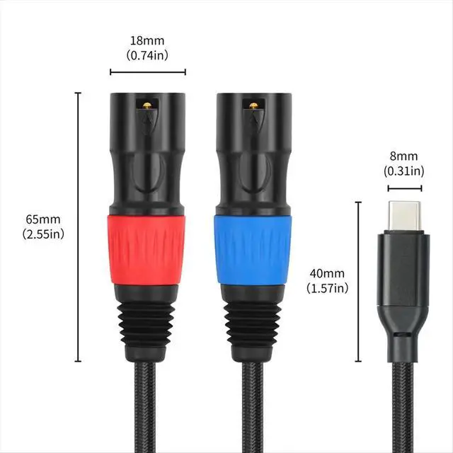 Alt view image 3 of 3 - Type C to Dual XLR Male Aux Audio Cable USB C to Dual XLR Audio Cable Type C to XLR Male Output Stereo Cord 100cm