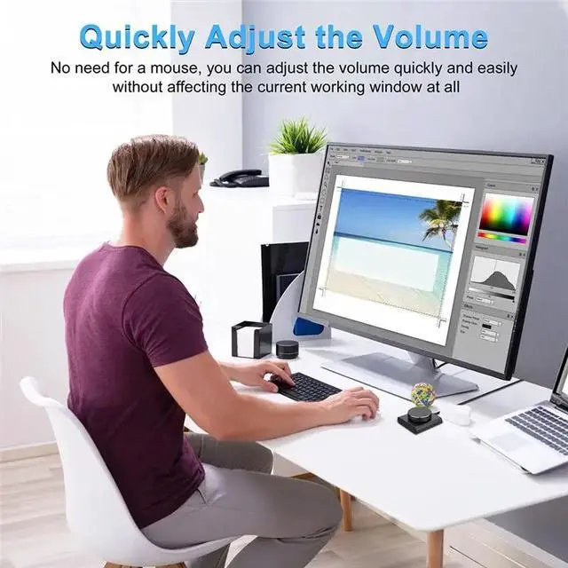 Alt view image 2 of 3 - USB Volume Control Knob External Audio Adjuster With USB Cable For PC Speaker Knob Switch