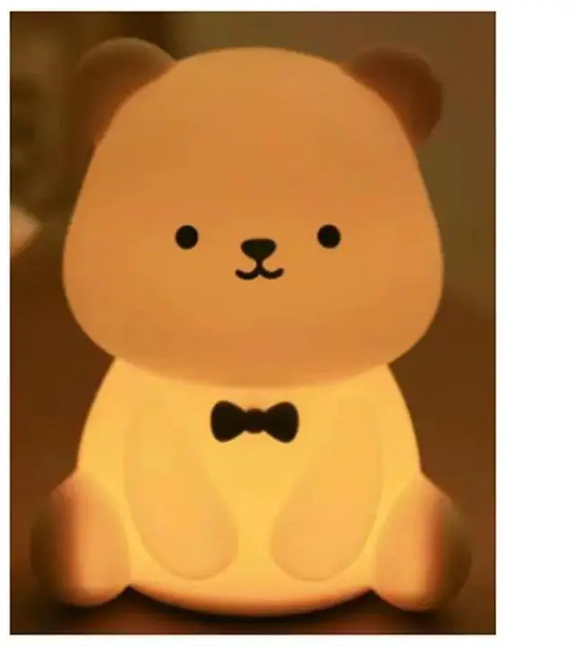 Alt view image 2 of 3 - Silicone Teddy Bear Fun Night Light 3 Level Dimmable Nursery Light Colorful Warm White Sleeping Beside Lamp For Bedr