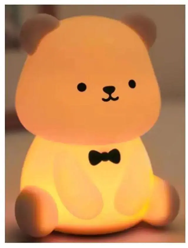 Alt view image 3 of 3 - Silicone Teddy Bear Fun Night Light 3 Level Dimmable Nursery Light Colorful Warm White Sleeping Beside Lamp For Bedr