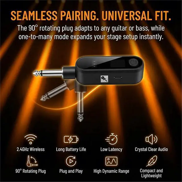 Alt view image 2 of 3 - 2.4G Guitar Transmitter and Receiver Built-in Rechargeable Transmitter and Receiver for Electric Guitars/Basse