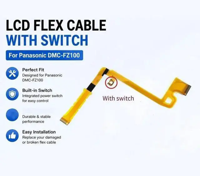 Main image of For Panasonic For DMC-FZ100 LCD Flex Cable Replacement With Switch Hinge Screen Ribbon Part