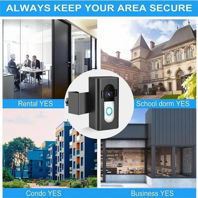Alt view image 2 of 6 - Anti-Theft Video Doorbell Mount, No-Drill Mounting Bracket Wedge Adapter Holder For Rentals Just A Stand Black