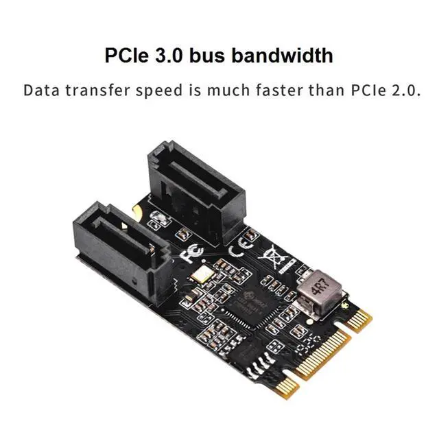 Alt view image 2 of 3 - M2 PCIE NVMe SATA6G 2 Port SATA III 6Gb/S M.2 22X42 M Key and B Key Controller Adapter Card JMB582