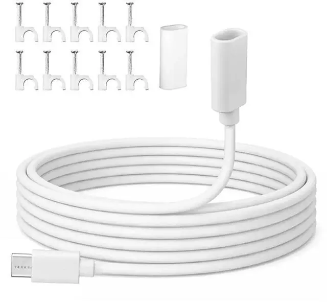 Alt view image 2 of 3 - USB C Extension Cable, USB C Male to Female Extender Cord with Clips & Waterproof Case for Ring Pan-Tilt Indoor Cam 20ft