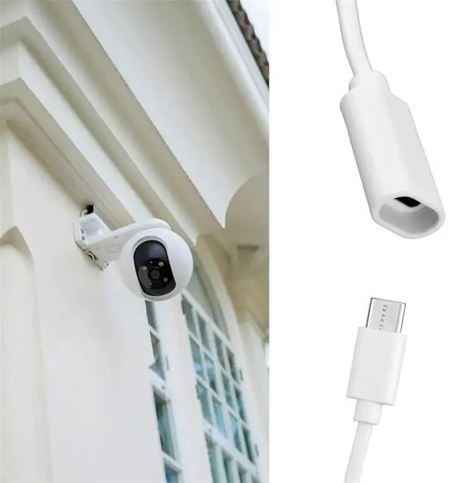 Alt view image 3 of 3 - USB C Extension Cable, USB C Male to Female Extender Cord with Clips & Waterproof Case for Ring Pan-Tilt Indoor Cam 20ft