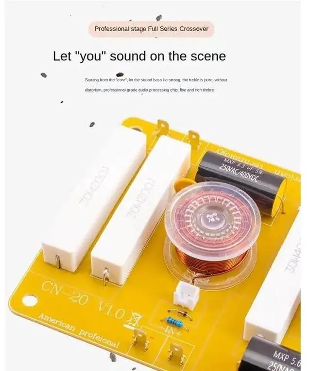 Alt view image 2 of 6 - CN-20 2 Way Speaker Crossover 450W 3000Hz Audio Crossover Suitable For 8-12 Inch Speakers 25-44Mm Tweeter