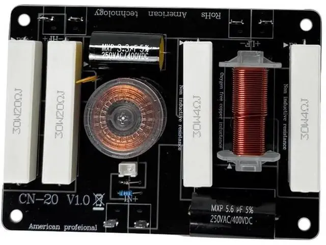 Main image of CN-20 2-Way Speaker Crossover 450W 3000Hz Audio Crossover For 8-12 Inch Speakers 25-44Mm Tweeter