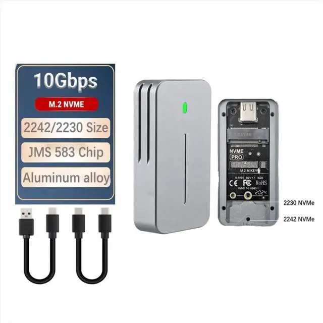 Main image of 2230 2242 M.2 NVMe Case Enclosure NVMe to USB Adapter M.2 Box 10Gbps USB3.1 Gen 2 PCIe M2 SSD Case for 2230 2242 Drive
