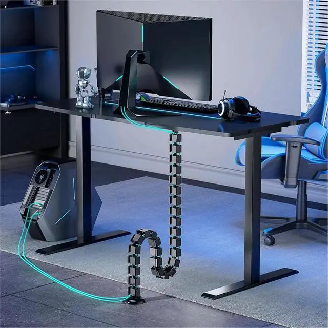 Alt view image 2 of 3 - Under Desk Vertebrae Cable Management for Sit-Stand Desks, Magnetic Flexible Wire Spine Adjustable Length