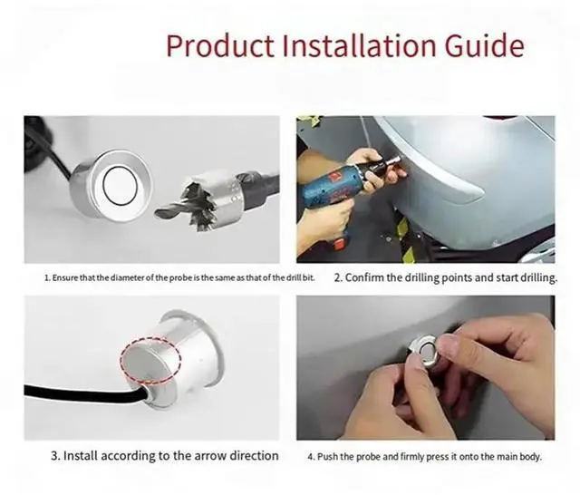 Alt view image 3 of 6 - Digital Display Of Obstacle Distance Alarm LED Parking Sensor Kit With 4 Radar Accurate Digital Alert Car Parktronic Kit