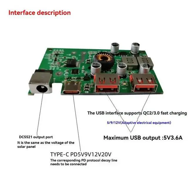 Alt view image 2 of 3 - DIY Solar Controller 5V 9V 12V TYPE-C USB-1/USB-2 Output Port Voltage Stabilizer Solar Panel Regulator